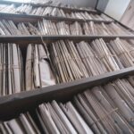 Shelves filled with archived paper records